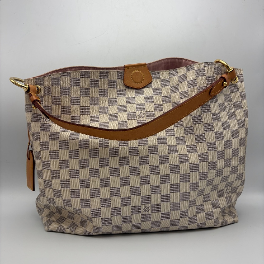 Louis Vuitton Checkered Tan and Cream Graceful